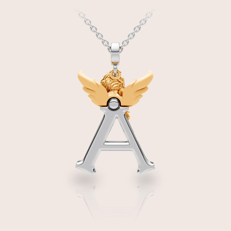 Pendant 18k gold diamonds angel letter A | My Angel Letters