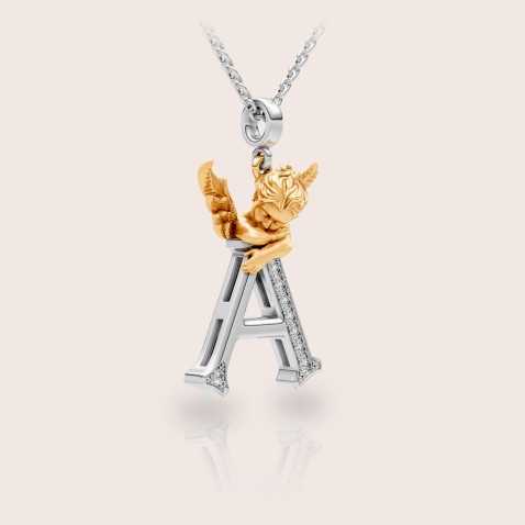 Pendant 18k gold diamonds angel letter A | My Angel Letters