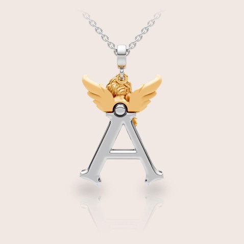 Pendant 18k gold diamonds angel letter A | My Angel Letters