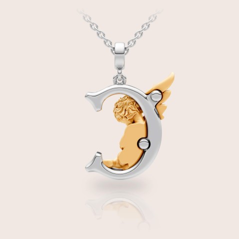 Pendant 18k gold diamonds angel letter C | My Angel Letters