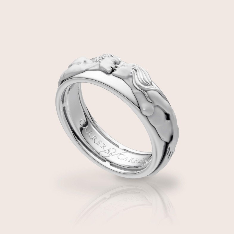 Anel ouro18k branco "El Beso" | Infinito