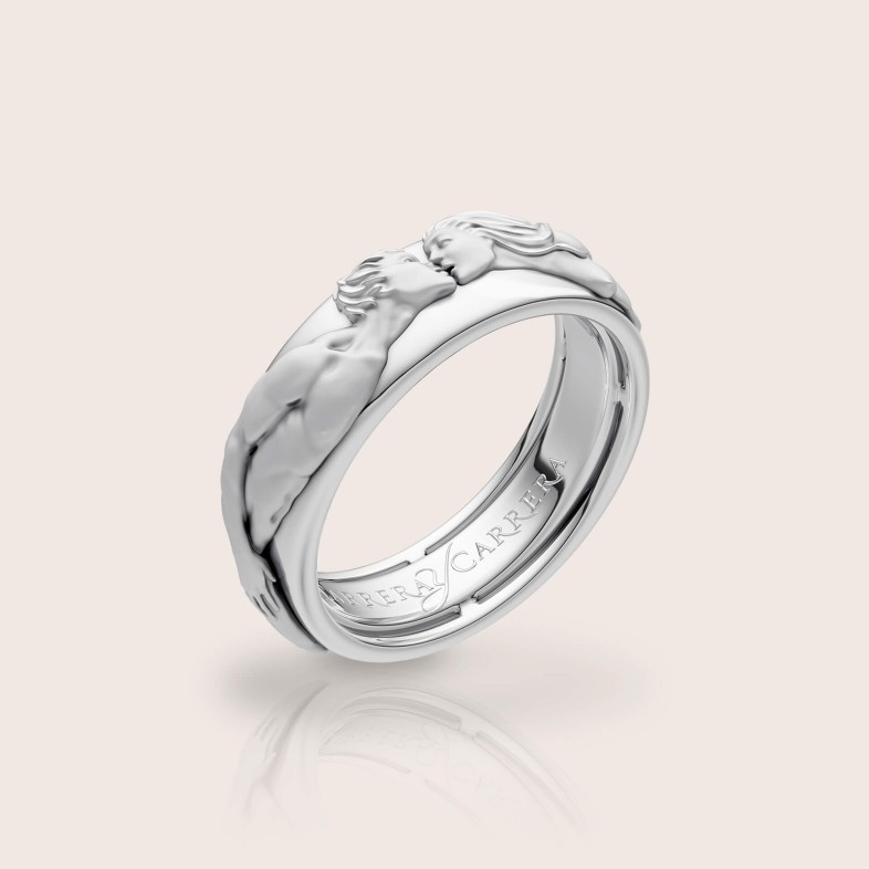 Anel ouro18k branco "El Beso" | Infinito