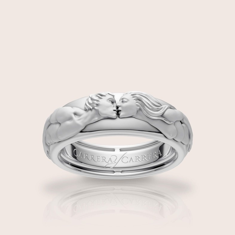 Anel ouro18k branco "El Beso" | Infinito