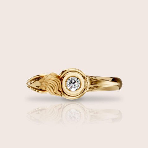 Anel ouro18k amarelo diamante | My Angel