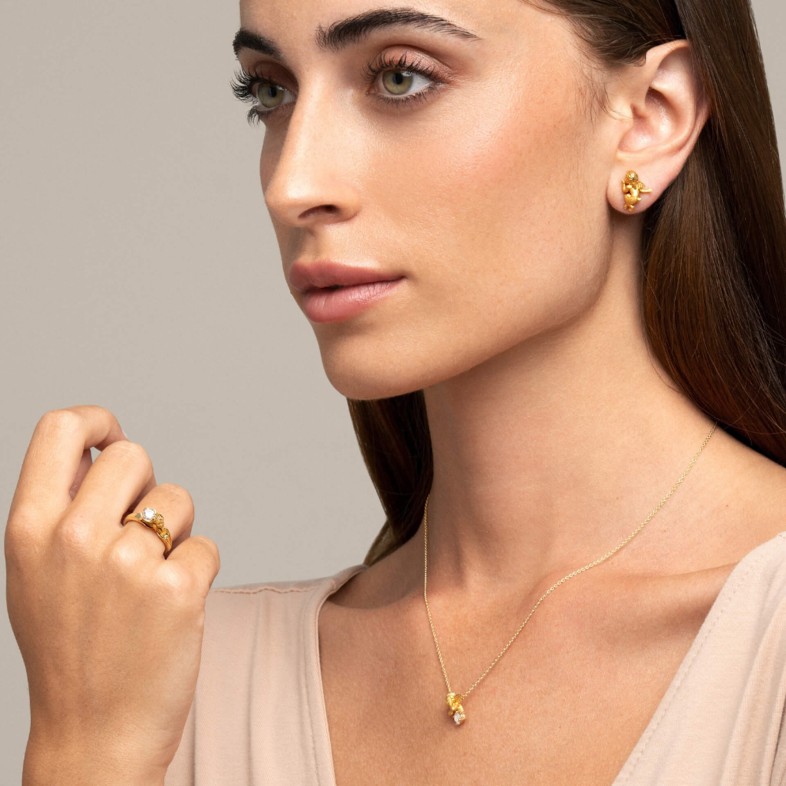 Anel ouro18k amarelo diamante | My Angel