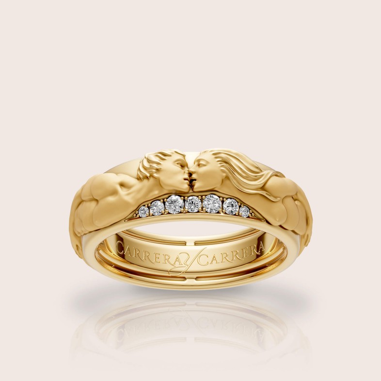 Anel ouro18k amarelo diamantes "El Beso" | Infinito