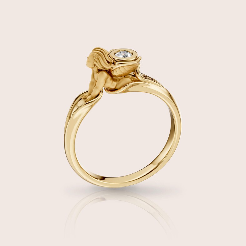 Anel ouro18k amarelo diamante | My Angel