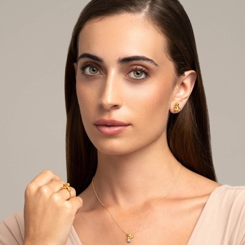 Anel ouro18k amarelo diamante | My Angel