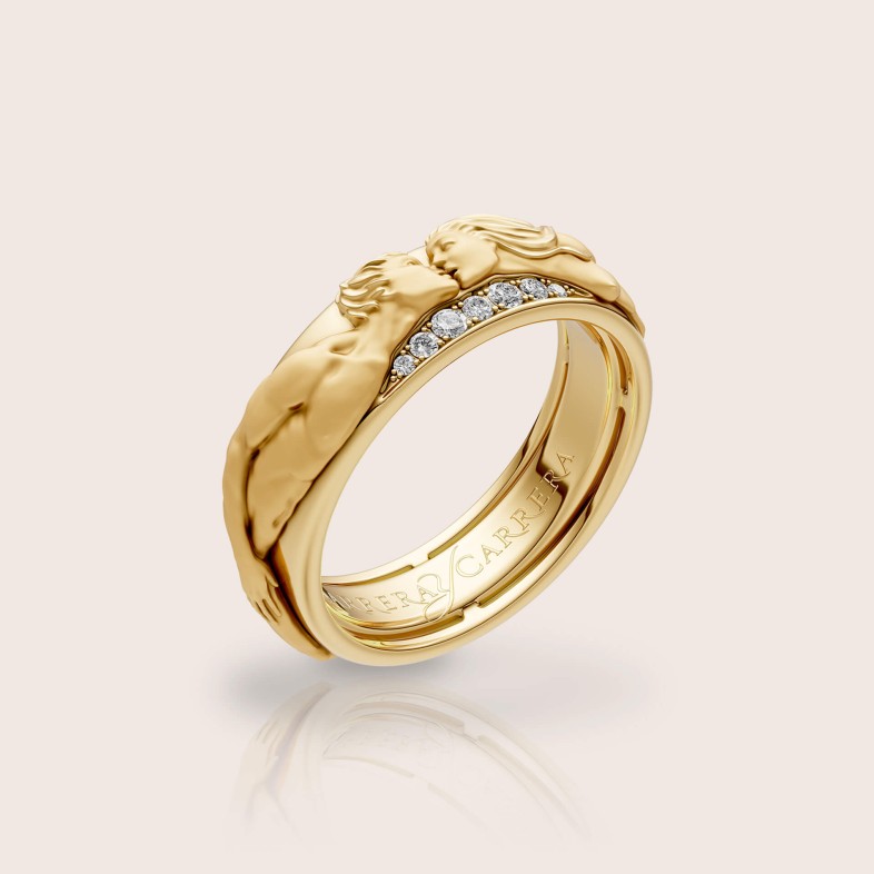 Anel ouro18k amarelo diamantes "El Beso" | Infinito