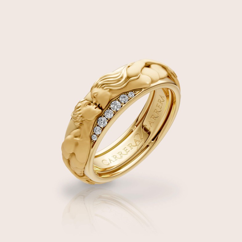 Anel ouro18k amarelo diamantes "El Beso" | Infinito
