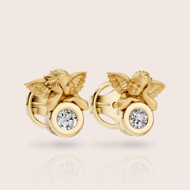 Earrings 18k yellow gold diamonds | My Angel