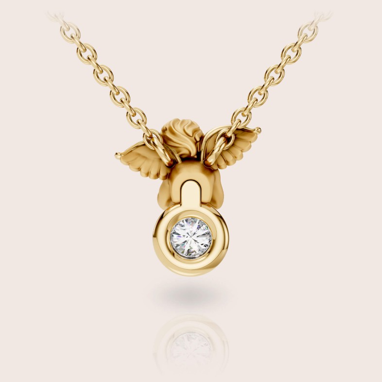 Necklace 18k yellow gold diamond | My Angel