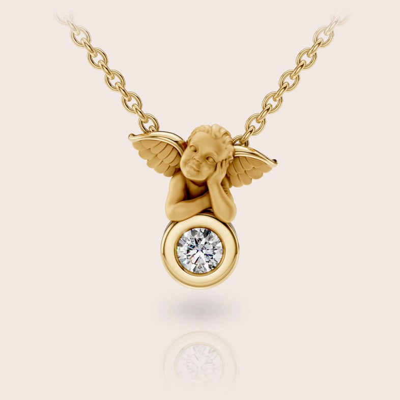 Necklace 18k yellow gold diamond | My Angel