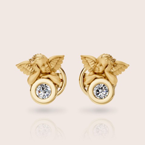 Earrings 18k yellow gold diamonds | My Angel