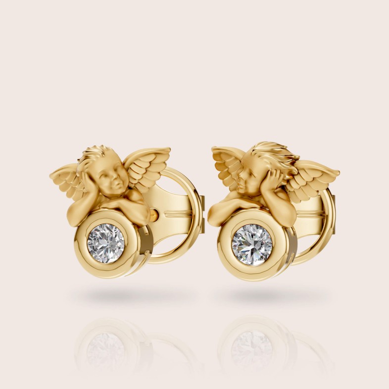 Earrings 18k yellow gold diamonds | My Angel