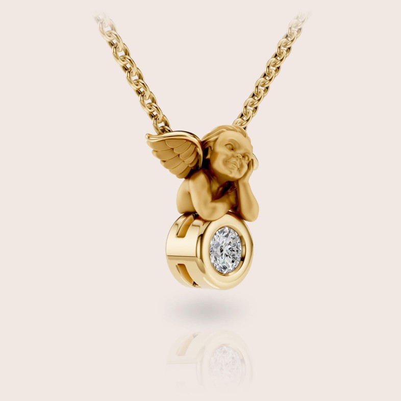Necklace 18k yellow gold diamond | My Angel