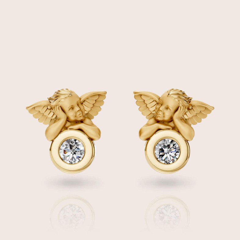 Earrings 18k yellow gold diamonds | My Angel