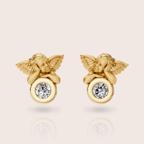 Earrings 18k yellow gold diamonds | My Angel