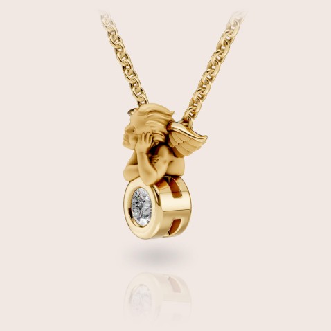 Necklace 18k yellow gold diamond | My Angel