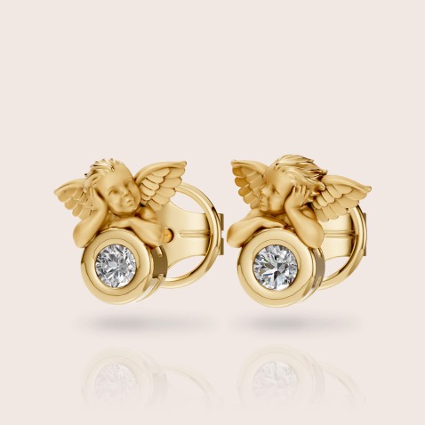 Earrings 18k yellow gold diamonds | My Angel