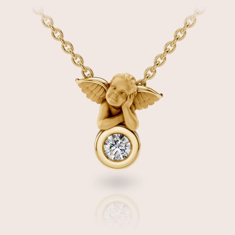 Necklace 18k yellow gold diamond | My Angel