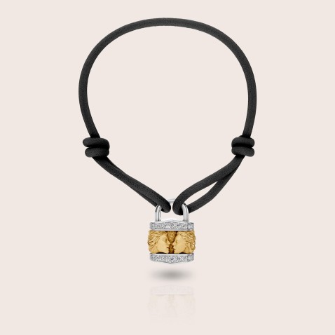 Pendant 18k two-tone gold diamonds lock | Infinito