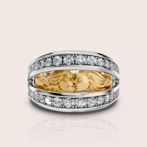 Anel ouro18k bicolor diamantes Secreto Mini | Eternal