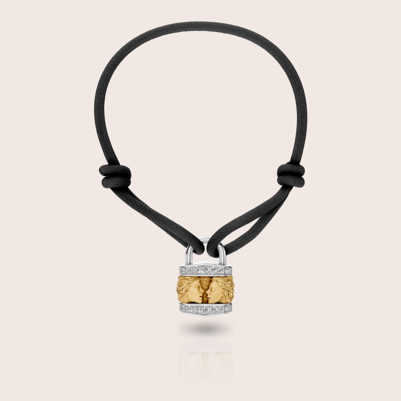 Pendant 18k two-tone gold diamonds lock | Infinito
