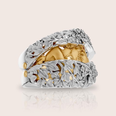 Anel ouro 18k bicolor diamantes �Secret" | Eternal