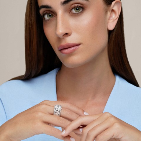 Anel ouro 18k bicolor diamantes �Secret" | Eternal