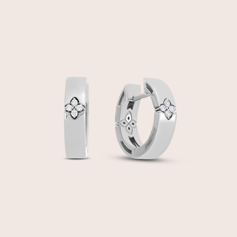 Hoop Earrings in 18k White Gold with Diamonds | Love in Verona
