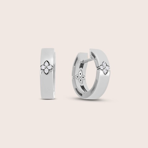 Hoop Earrings in 18k White Gold with Diamonds | Love in Verona