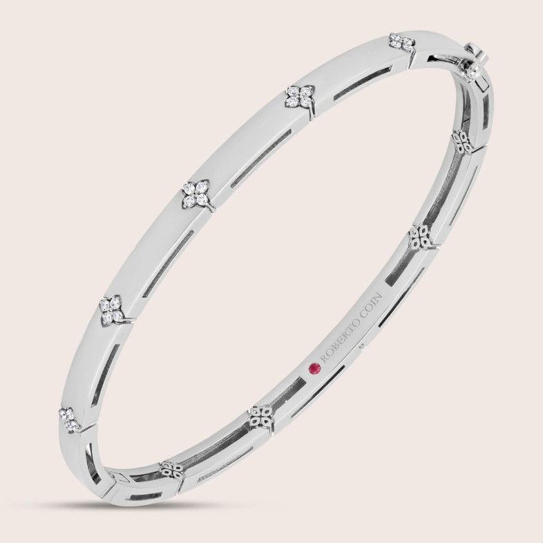 Bangle in 18k White Gold with Diamonds | Love in Verona