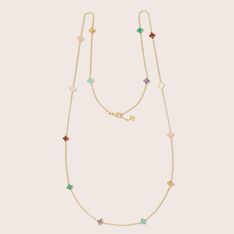 Colar Longo em Ouro Amarelo 18k com Pedras Coloridas | Venetian Princess