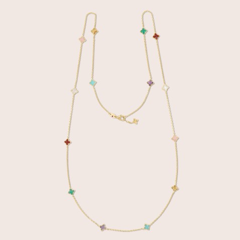 Long Necklace in 18k Yellow Gold with Colored Stones | Venetian Princess