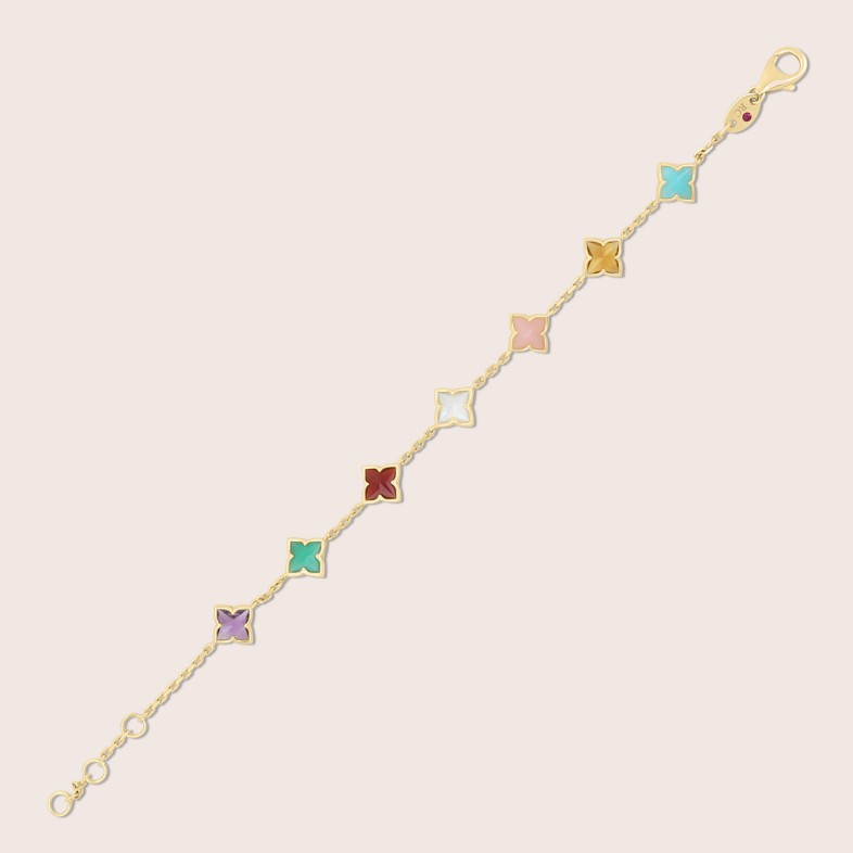 Bracelet in 18k Yellow Gold with Colored Natural Stones | Venetian Princess