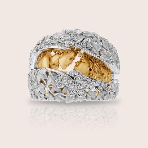 Anel ouro 18k bicolor diamantes �Secret" | Eternal