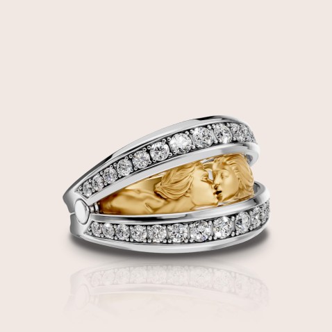 Anel ouro18k bicolor diamantes Secreto Mini | Eternal