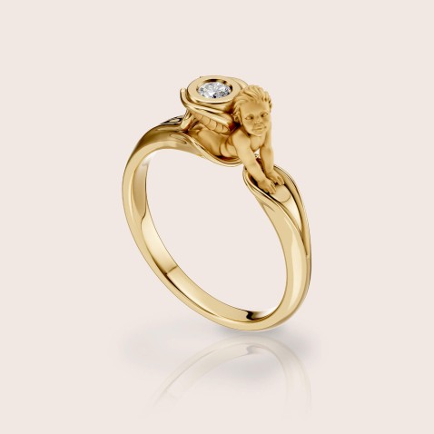 Anel ouro18k amarelo diamante | My Angel