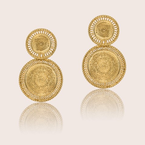 Brincos de Espig�o Prata Dourada 925 | Tribal