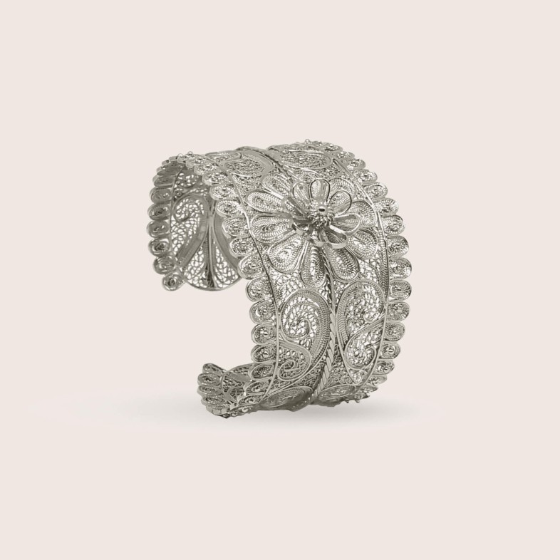 Sterling Silver Filigree Flowers Bangle | Filigrana