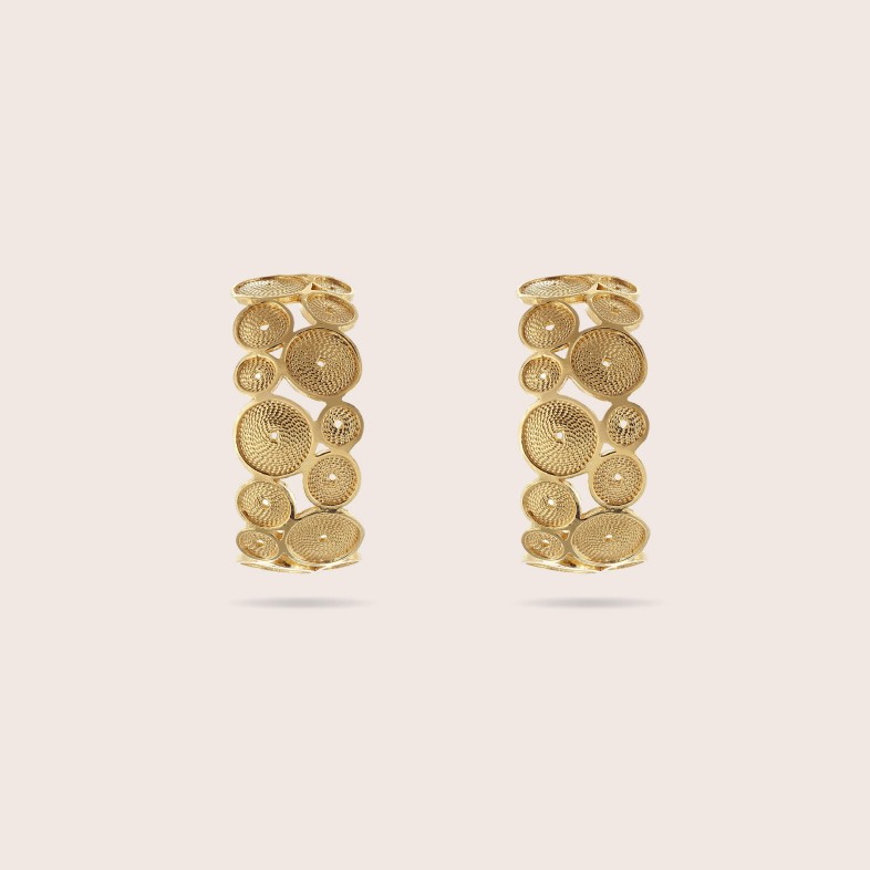Argolas Prata Dourada 925 | Espiral