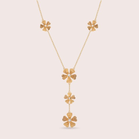 Colar Flores Prata Dourada 925 | Sophie