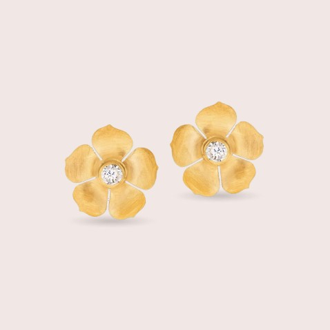 925 Gold-Plated Sterling Silver Medium Flower Earrings | Sophie