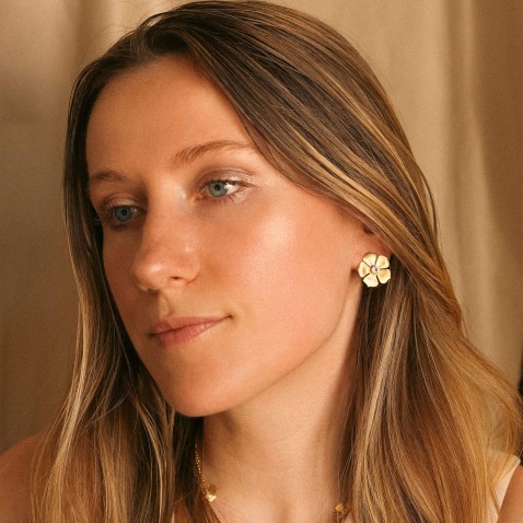 925 Gold-Plated Sterling Silver Medium Flower Earrings | Sophie