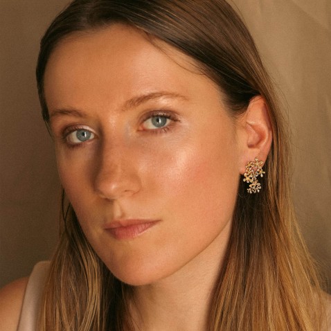 925 Sterling Silver Gold-Plated Flower Earrings | Louise