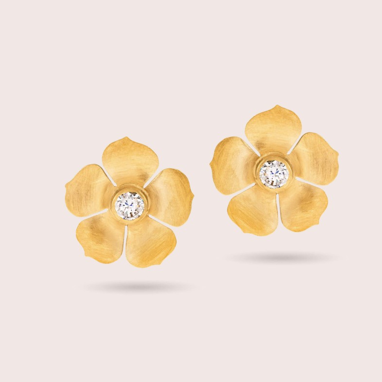 Large Flower Earrings 925 Gold-Plated Silver | Louise