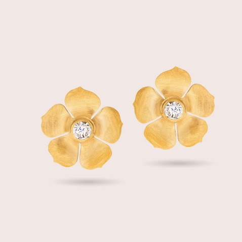 Large Flower Earrings 925 Gold-Plated Silver | Louise