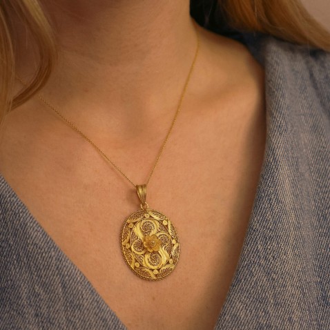 Pendente Medalh�o Floral | Filigrana