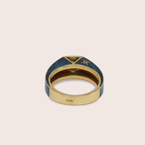 19.2K Gold Ring with Blue Lacquer and Diamond | Special Moments